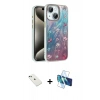 MARSİLYAN™- iPhone 14 Kılıf Zirve Modern Prime - Siyah 3D Antistatik Cam Ekran Koruyucu + Diamond Kamera Lens - YL