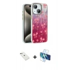 MARSİLYAN™- iPhone 14 Kılıf Zirve Modern Prime - Siyah 3D Antistatik Cam Ekran Koruyucu + Diamond Kamera Lens - YL