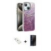 MARSİLYAN™- iPhone 14 Kılıf Zirve Modern Prime - Siyah 3D Antistatik Hayalet Cam Ekran Koruyucu + Diamond Kamera Lens - YL