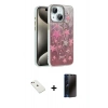 MARSİLYAN™- iPhone 14 Kılıf Zirve Modern Prime - Siyah 3D Antistatik Hayalet Cam Ekran Koruyucu + Diamond Kamera Lens - PE