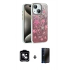 MARSİLYAN™- iPhone 14 Kılıf Zirve Modern Prime - Siyah 3D Antistatik Hayalet Cam Ekran Koruyucu + PVD Metal Kamera Lens - MI