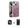 MARSİLYAN™- iPhone 14 Kılıf Zirve Modern Prime - Siyah 3D Antistatik Hayalet Cam Ekran Koruyucu + PVD Metal Kamera Lens - TU