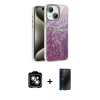 MARSİLYAN™- iPhone 14 Kılıf Zirve Modern Prime - Siyah 3D Antistatik Hayalet Cam Ekran Koruyucu + PVD Metal Kamera Lens - GS