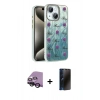 MARSİLYAN™- iPhone 14 Kılıf Zirve Modern Prime - Siyah 3D Antistatik Hayalet Cam Ekran Koruyucu + Raze Metal Kamera Lens - SH