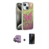 MARSİLYAN™- iPhone 14 Kılıf Zirve Modern Prime - Siyah 3D Antistatik Hayalet Cam Ekran Koruyucu + Raze Metal Kamera Lens - GS