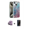 MARSİLYAN™- iPhone 14 Kılıf Zirve Modern Prime - Siyah 3D Antistatik Hayalet Cam Ekran Koruyucu + Raze Metal Kamera Lens - GS