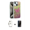 MARSİLYAN™- iPhone 14 Kılıf Zirve Modern Prime - Siyah 3D Antistatik Hayalet Cam Ekran Koruyucu + Shine Kamera Lens - GD