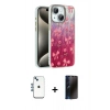 MARSİLYAN™- iPhone 14 Kılıf Zirve Modern Prime - Siyah 3D Antistatik Hayalet Cam Ekran Koruyucu + Shine Kamera Lens - MI
