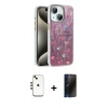 MARSİLYAN™- iPhone 14 Kılıf Zirve Modern Prime - Siyah 3D Antistatik Hayalet Cam Ekran Koruyucu + Shine Kamera Lens - GD
