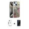MARSİLYAN™- iPhone 14 Kılıf Zirve Modern Prime - Siyah 3D Antistatik Hayalet Cam Ekran Koruyucu + Shine Kamera Lens - MI