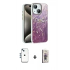 MARSİLYAN™- iPhone 14 Kılıf Zirve Modern Prime - Siyah Bilvis 3D Cam Ekran Koruyucu + Shine Kamera Lens - MI