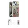 MARSİLYAN™- iPhone 14 Kılıf Zirve Modern Prime - Siyah Bilvis 3D Cam Ekran Koruyucu + Shine Kamera Lens - MI