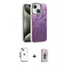 MARSİLYAN™- iPhone 14 Kılıf Zirve Modern Prime - Siyah Bilvis 3D Cam Ekran Koruyucu + Shine Kamera Lens - MI