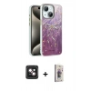 MARSİLYAN™- iPhone 14 Kılıf Zirve Modern Prime - Siyah Bilvis 3D Cam Ekran Koruyucu + PVD Metal Kamera Lens - PE