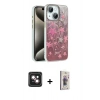 MARSİLYAN™- iPhone 14 Kılıf Zirve Modern Prime - Siyah Bilvis 3D Cam Ekran Koruyucu + PVD Metal Kamera Lens - PE