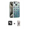 MARSİLYAN™- iPhone 14 Kılıf Zirve Modern Prime - Siyah Bilvis 3D Cam Ekran Koruyucu + PVD Metal Kamera Lens - PE