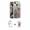MARSİLYAN™- iPhone 14 Kılıf Zirve Modern Prime - Siyah Bilvis 3D Cam Ekran Koruyucu + Shine Kamera Lens - GD