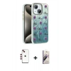 MARSİLYAN™- iPhone 14 Kılıf Zirve Modern Prime - Siyah Bilvis 3D Mat Cam Ekran Koruyucu + Shine Kamera Lens - KI