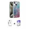 MARSİLYAN™- iPhone 14 Kılıf Zirve Modern Prime - Siyah Bilvis 5in1 3D Magic Cam Ekran Koruyucu + Shine Kamera Lens - GI