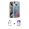 MARSİLYAN™- iPhone 14 Kılıf Zirve Modern Prime - Siyah Bilvis 5in1 3D Magic Cam Ekran Koruyucu + Shine Kamera Lens - GD