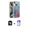 MARSİLYAN™- iPhone 14 Kılıf Zirve Modern Prime - Siyah Bilvis 5in1 3D Magic Cam Ekran Koruyucu + PVD Metal Kamera Lens - GS