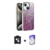 MARSİLYAN™- iPhone 14 Kılıf Zirve Modern Prime - Siyah Bilvis 5in1 3D Magic Cam Ekran Koruyucu + PVD Metal Kamera Lens - SH