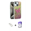 MARSİLYAN™- iPhone 14 Kılıf Zirve Modern Prime - Siyah Bilvis 5in1 3D Magic Cam Ekran Koruyucu + Yeşil Diamond Kamera Lens