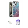 MARSİLYAN™- iPhone 14 Kılıf Zirve Modern Prime - Siyah Bilvis 5in1 3D Magic Cam Ekran Koruyucu + Yeşil Diamond Kamera Lens