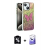 MARSİLYAN™- iPhone 14 Kılıf Zirve Modern Prime - Siyah Bilvis 5in1 5D Magic Hayalet Cam Ekran Koruyucu + PVD Metal Kamera Lens - MI