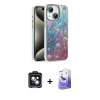MARSİLYAN™- iPhone 14 Kılıf Zirve Modern Prime - Siyah Bilvis 5in1 5D Magic Hayalet Cam Ekran Koruyucu + PVD Metal Kamera Lens - SH