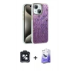 MARSİLYAN™- iPhone 14 Kılıf Zirve Modern Prime - Siyah Bilvis 5in1 5D Magic Hayalet Cam Ekran Koruyucu + PVD Metal Kamera Lens - SH