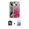 MARSİLYAN™- iPhone 14 Kılıf Zirve Modern Prime - Siyah Bilvis 5in1 5D Magic Hayalet Cam Ekran Koruyucu + PVD Metal Kamera Lens - SH