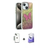 MARSİLYAN™- iPhone 14 Kılıf Zirve Modern Prime - Siyah Bilvis 5in1 5D Magic Hayalet Cam Ekran Koruyucu + Shine Kamera Lens - YL