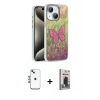 MARSİLYAN™- iPhone 14 Kılıf Zirve Modern Prime - Siyah Bilvis Hayalet Cam Ekran Koruyucu + Shine Kamera Lens - MI
