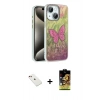 MARSİLYAN™- iPhone 14 Kılıf Zirve Modern Prime - Siyah Buffer Cam Ekran Koruyucu + Diamond Kamera Lens - KI