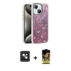 MARSİLYAN™- iPhone 14 Kılıf Zirve Modern Prime - Siyah Buffer Cam Ekran Koruyucu + PVD Metal Kamera Lens - PE