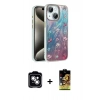 MARSİLYAN™- iPhone 14 Kılıf Zirve Modern Prime - Siyah Buffer Cam Ekran Koruyucu + PVD Metal Kamera Lens - GS