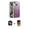 MARSİLYAN™- iPhone 14 Kılıf Zirve Modern Prime - Siyah Buffer Cam Ekran Koruyucu + PVD Metal Kamera Lens - GS
