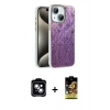 MARSİLYAN™- iPhone 14 Kılıf Zirve Modern Prime - Siyah Buffer Cam Ekran Koruyucu + PVD Metal Kamera Lens - MI