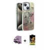 MARSİLYAN™- iPhone 14 Kılıf Zirve Modern Prime - Siyah Buffer Cam Ekran Koruyucu + Raze Metal Kamera Lens - SH