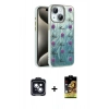 MARSİLYAN™- iPhone 14 Kılıf Zirve Modern Prime - Siyah Buffer Cam Ekran Koruyucu + PVD Metal Kamera Lens - SH