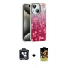 MARSİLYAN™- iPhone 14 Kılıf Zirve Modern Prime - Siyah Buffer Cam Ekran Koruyucu + PVD Metal Kamera Lens - SH