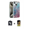 MARSİLYAN™- iPhone 14 Kılıf Zirve Modern Prime - Siyah Buffer Cam Ekran Koruyucu + PVD Metal Kamera Lens - SH
