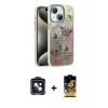 MARSİLYAN™- iPhone 14 Kılıf Zirve Modern Prime - Siyah Buffer Cam Ekran Koruyucu + PVD Metal Kamera Lens - SH