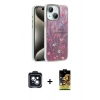 MARSİLYAN™- iPhone 14 Kılıf Zirve Modern Prime - Siyah Buffer Cam Ekran Koruyucu + PVD Metal Kamera Lens - SH
