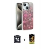 MARSİLYAN™- iPhone 14 Kılıf Zirve Modern Prime - Siyah Buffer Cam Ekran Koruyucu + PVD Metal Kamera Lens - SH