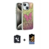 MARSİLYAN™- iPhone 14 Kılıf Zirve Modern Prime - Siyah Buffer Hayalet Cam Ekran Koruyucu + PVD Metal Kamera Lens - SH