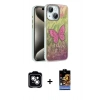 MARSİLYAN™- iPhone 14 Kılıf Zirve Modern Prime - Siyah Buffer Hayalet Cam Ekran Koruyucu + PVD Metal Kamera Lens - GS