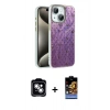 MARSİLYAN™- iPhone 14 Kılıf Zirve Modern Prime - Siyah Buffer Hayalet Cam Ekran Koruyucu + PVD Metal Kamera Lens - GS