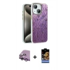 MARSİLYAN™- iPhone 14 Kılıf Zirve Modern Prime - Siyah Buffer Hayalet Cam Ekran Koruyucu + Raze Metal Kamera Lens - MR